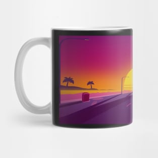 Retrowave Sunset Beach Street Mug